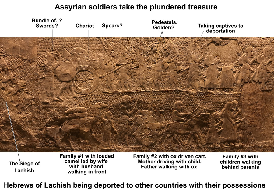 Assyrian plunder and deportation of Lachish in 701 BC labeled