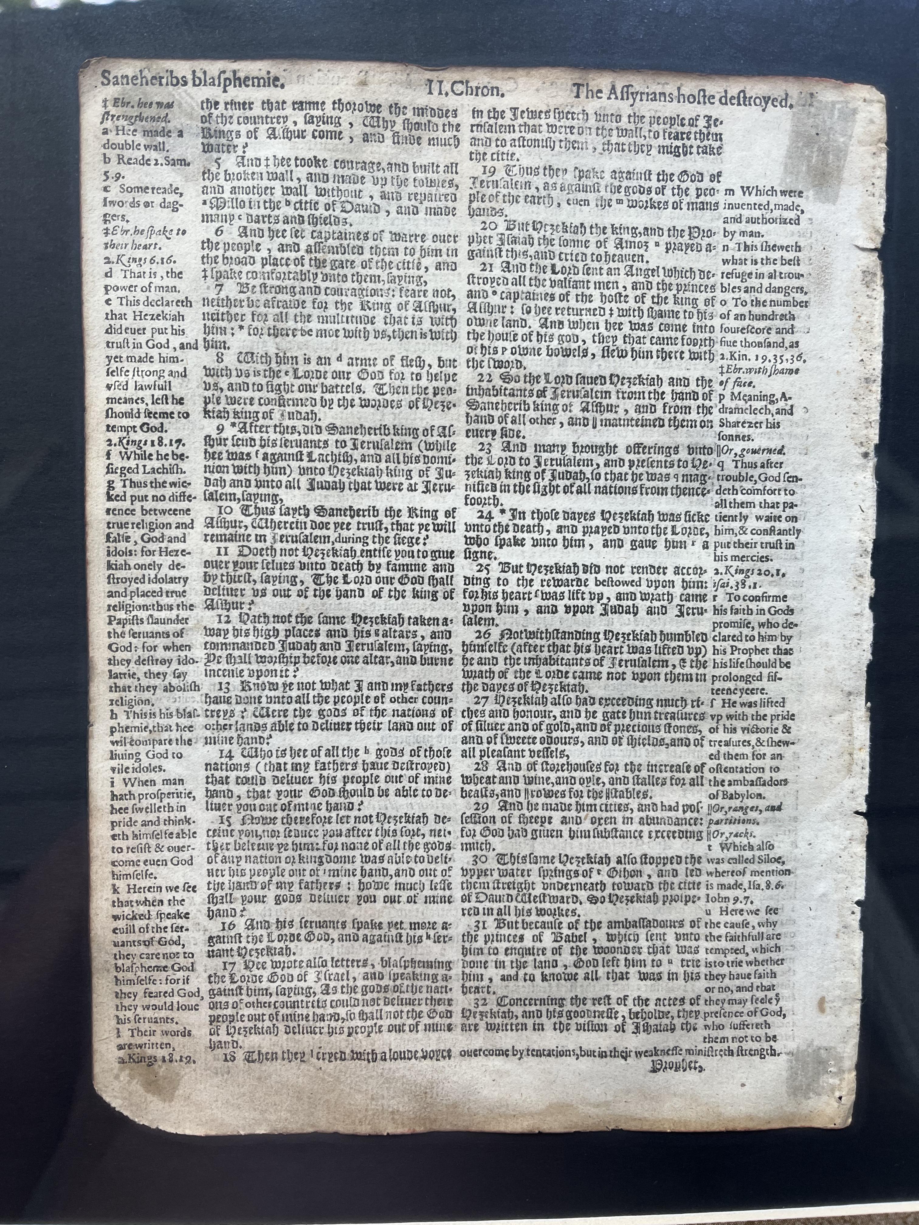 1560 AD Geneva Bible 2 Chronicles 32 Full Page