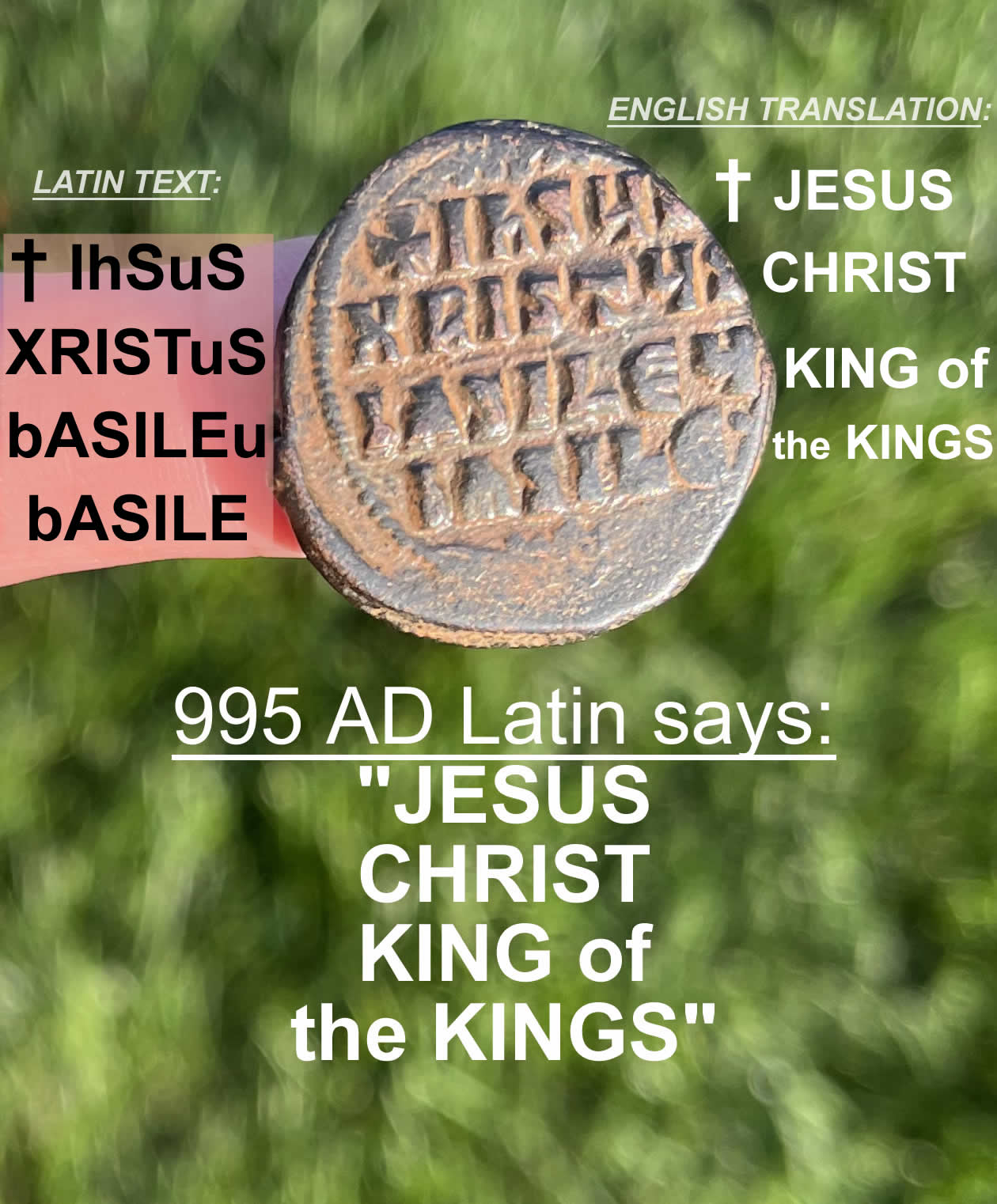 995 1025 AD Basil II Christ coin Reverse LABELED JESUS CHRIST KING OF THE KINGS full